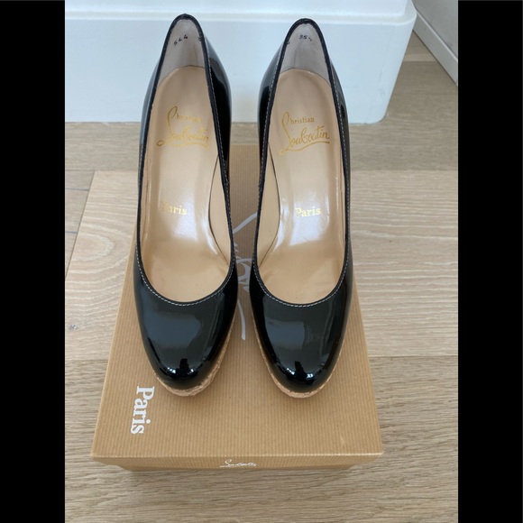 CHRISTIAN LOUBOUTIN Bruges Black Patent Cork 5.5 - Picture 2 of 11